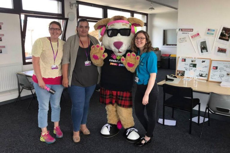 FCSS - staff and kids at Tay FM for 500 Faces