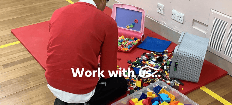 FCSS Job advert. Child in peterhead ASN Group playing with resources