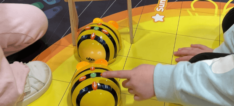 FCSS Keith children playing with robot bees