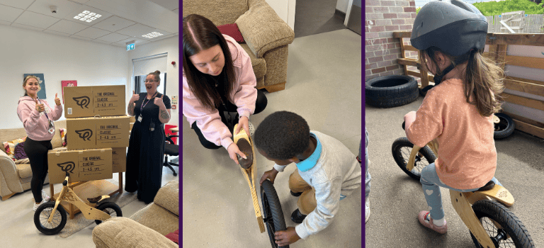 FCSS Cummings Park receives balance bike donation.